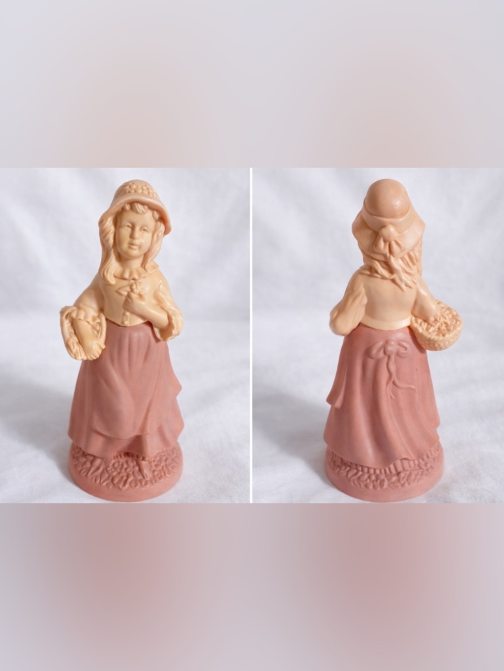 Vintage Girl Figurine Bonnet Basket Cottagecore Victorian Style Home Decor AVON